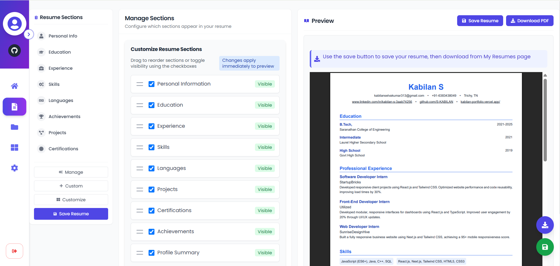 Resume Builder Platform